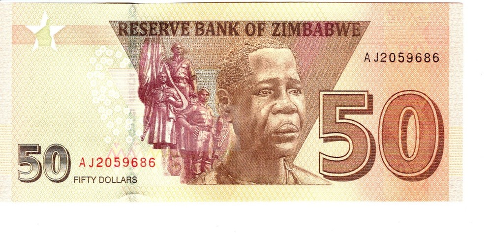 Zimbabwe 50 Dollars 2020 Uncirculated Banknote AJ2059686