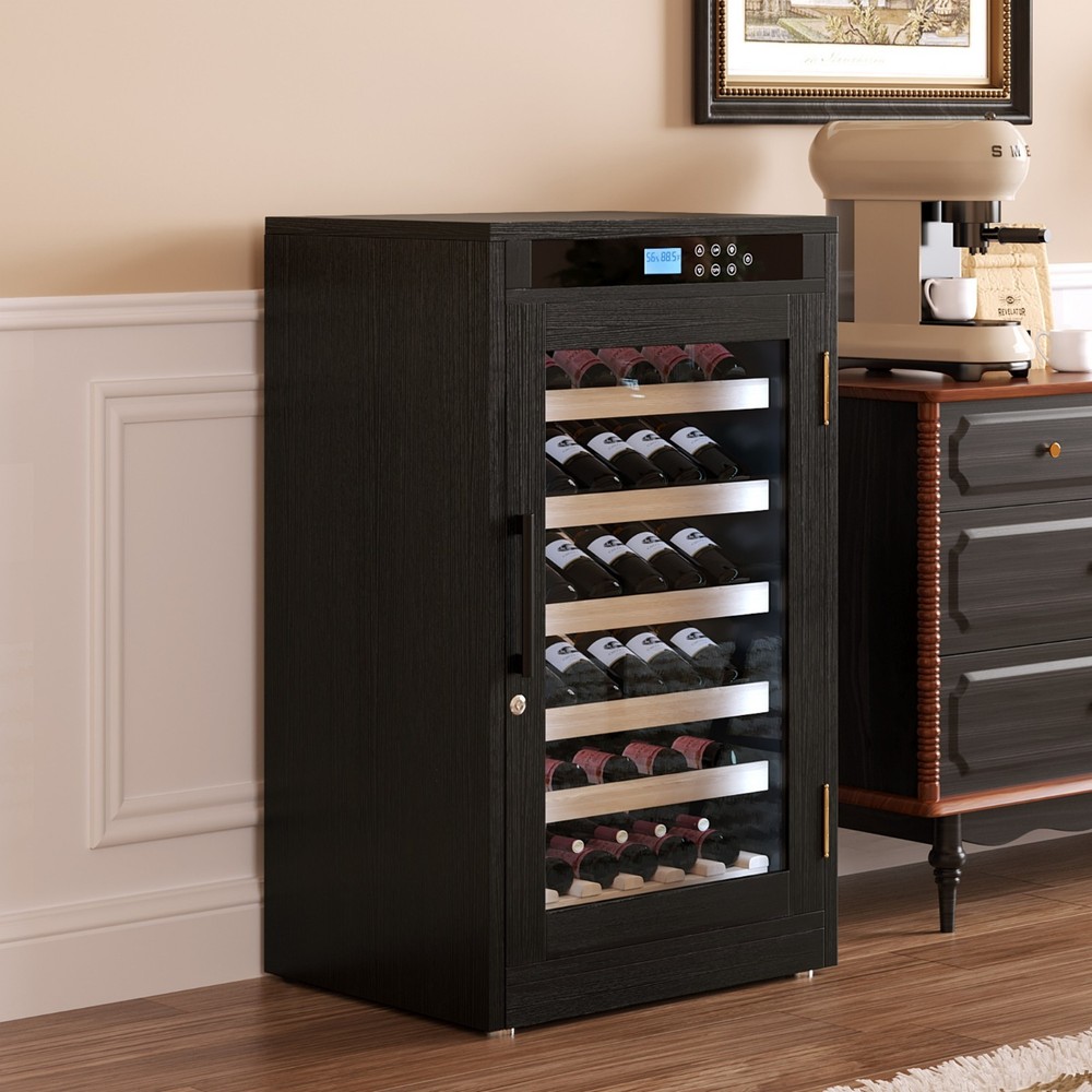 26" Compact Wine Cabinet w/ Wheel LED Touch Screen Display Constant Temperature