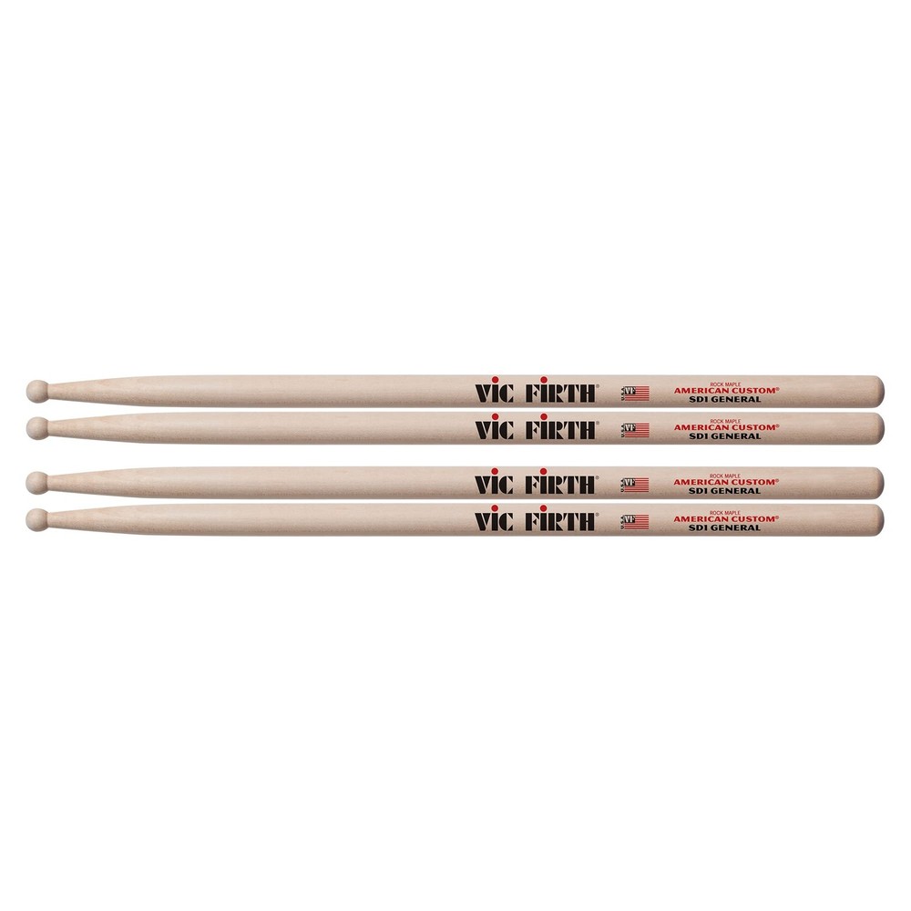 Vic Firth SD1 General Wood Tip Drum Stick 2 Pack Bundle