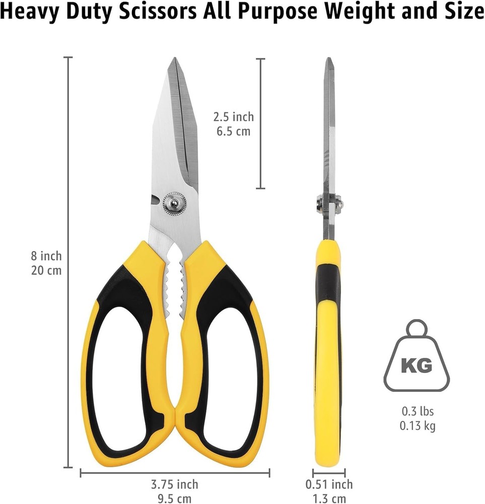 8-Inch sharp Scissors All Purpose heavy duty, Serra Utility Scissors Heavy Duty