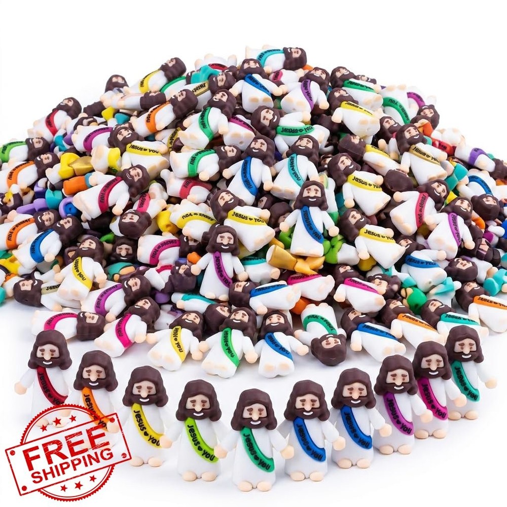 Layofe 100pc Mini Jesus Figurines Tiny Religious Easter Gifts