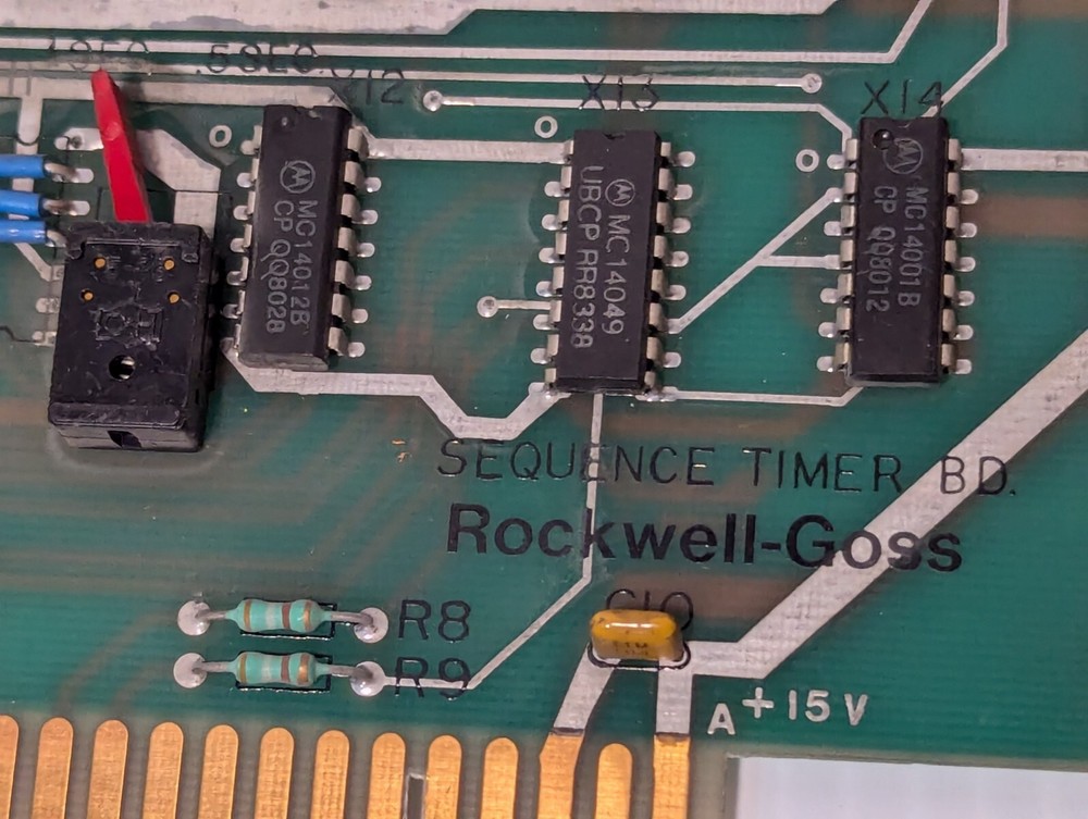 Rockwell-Goss I-D36213 sequence timer board, not fully functional