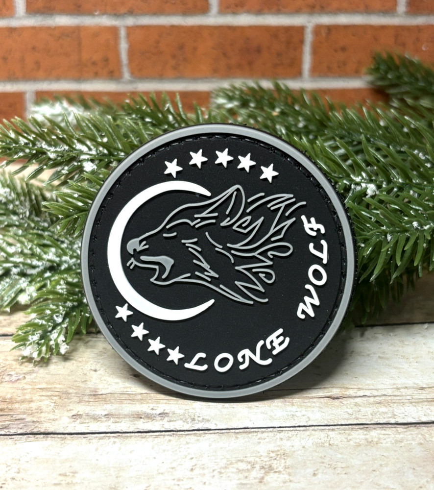 Lone Wolf PVC Patch - Tactical Morale Wolf Patch - Military Gun Werewolf Patch
