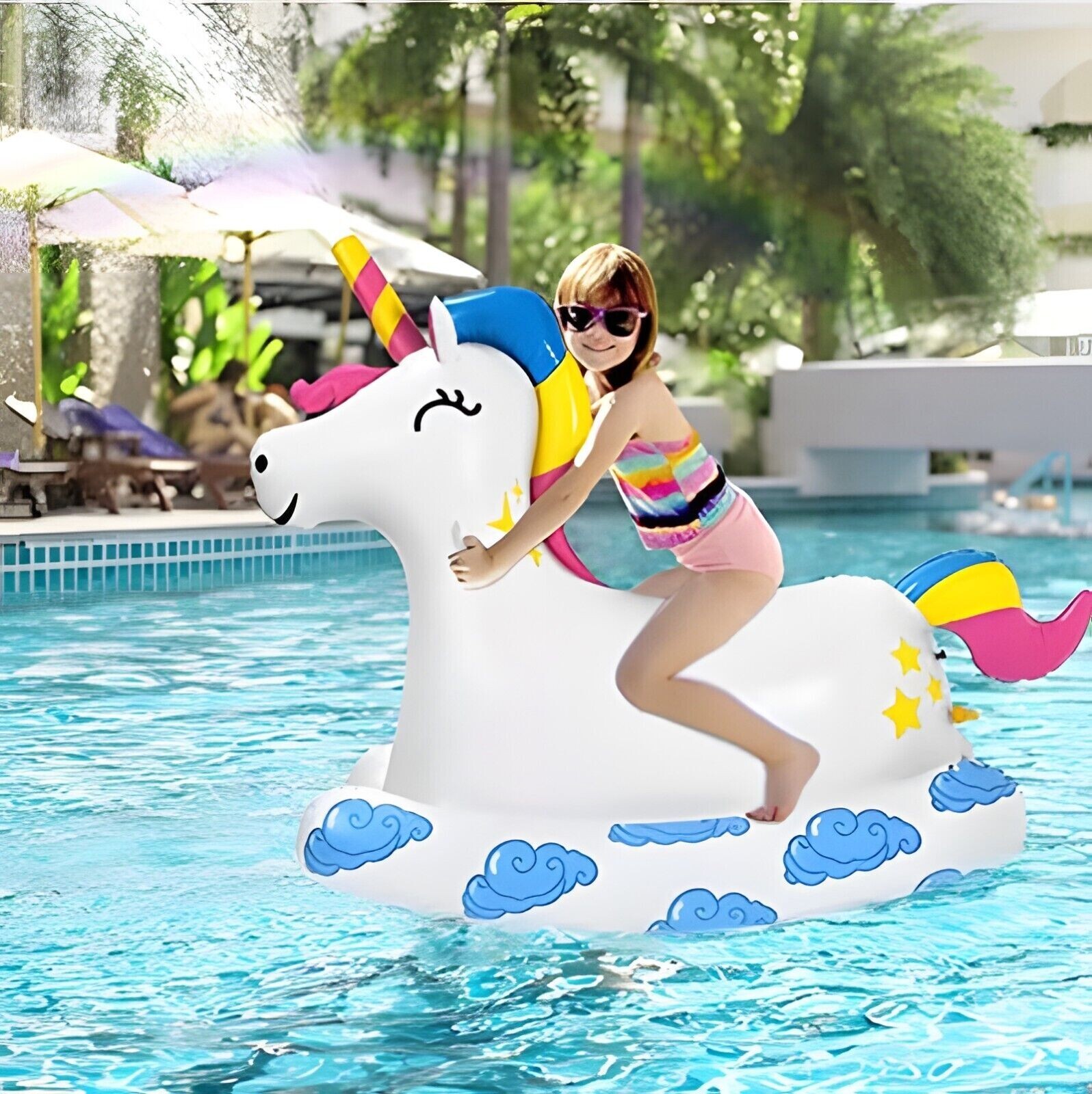 Unicorn Sprinkler for Kids Giant Inflatable Unicorn Pool Float Ride on