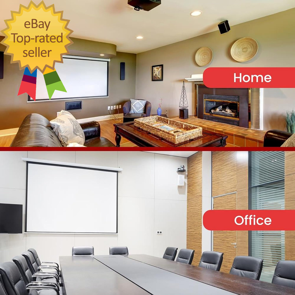 Manual Pull-Down Projector Screen Universal 84Inch Roll-Down Retractable Manual