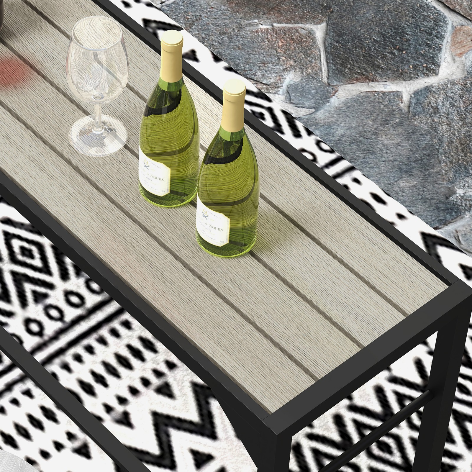 Outsunny 47" Outdoor Bar Table with Built-In Bottle Opener, Steel Frame