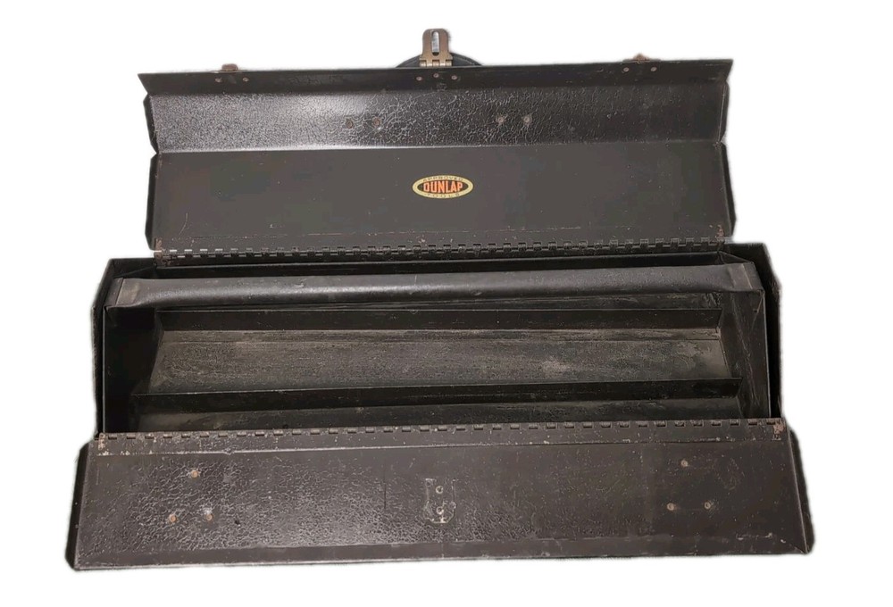 Vintage Dunlap 19” X 7” X 9” Tool Box With Tray Insert