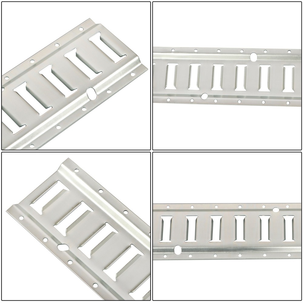 E Track Tie Down Rail Kit Silver Galvanized Carbon Steel Replacement Durable 4pc