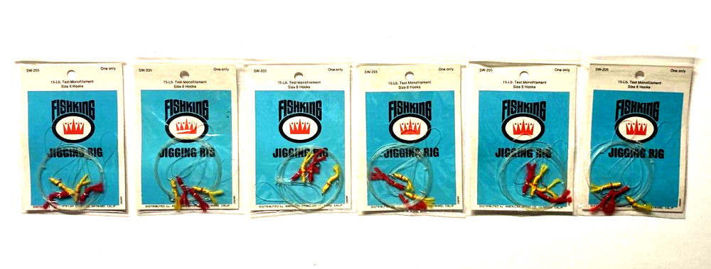 FISHKING 2 PACKS Jigging Rig Size 8 Medium Yellow Red 15lb Test