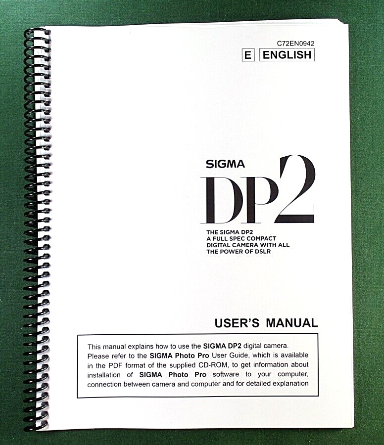 Sigma DP2 User Instruction Manual: 120 Pages and Protective Covers!