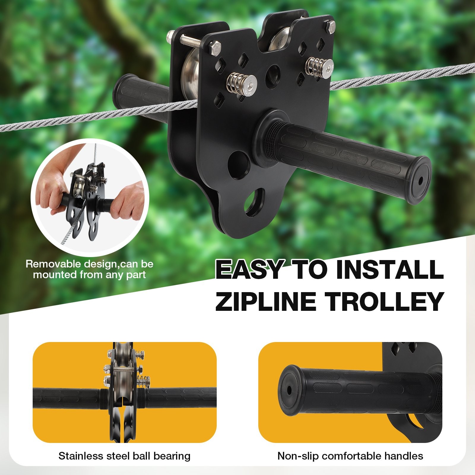300FT Zip Line Kit for Kids and Adult - Up To 400LBS Quick Tighten Zipline Kit