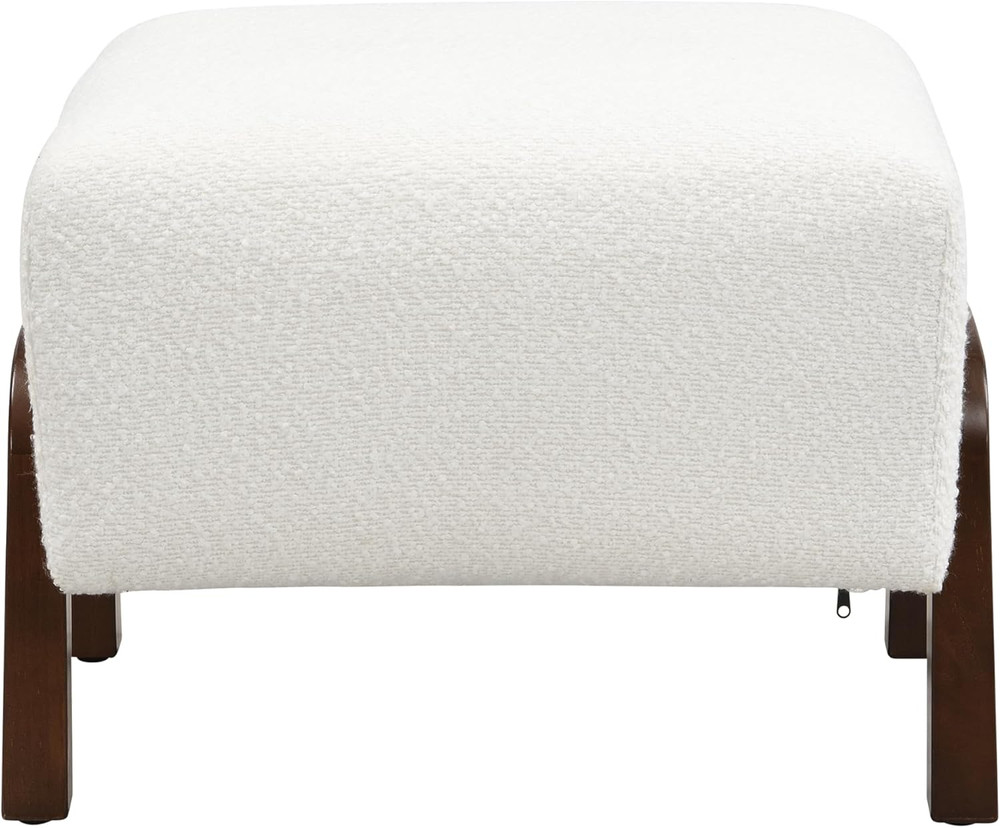 Modern Gypso Boucle Ottoman - Rectangular Footrest & Coffee Table, White/Brown