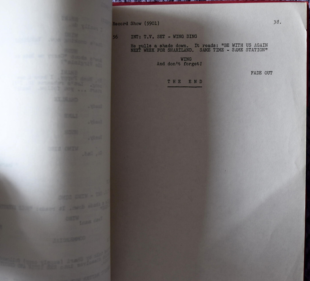 1959 Shariland " Record Show " Original Screenplay Script
