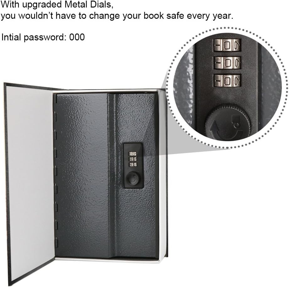Multi-Functional Black Book Safe with Upgraded Combination Lock - Small & Secure