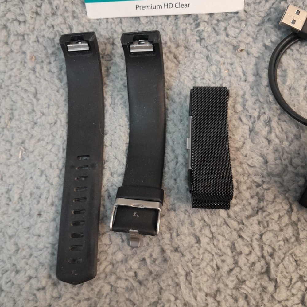 Fitbit Charge 2 Watch Charging Cord Extra Black Band & Screen Protector