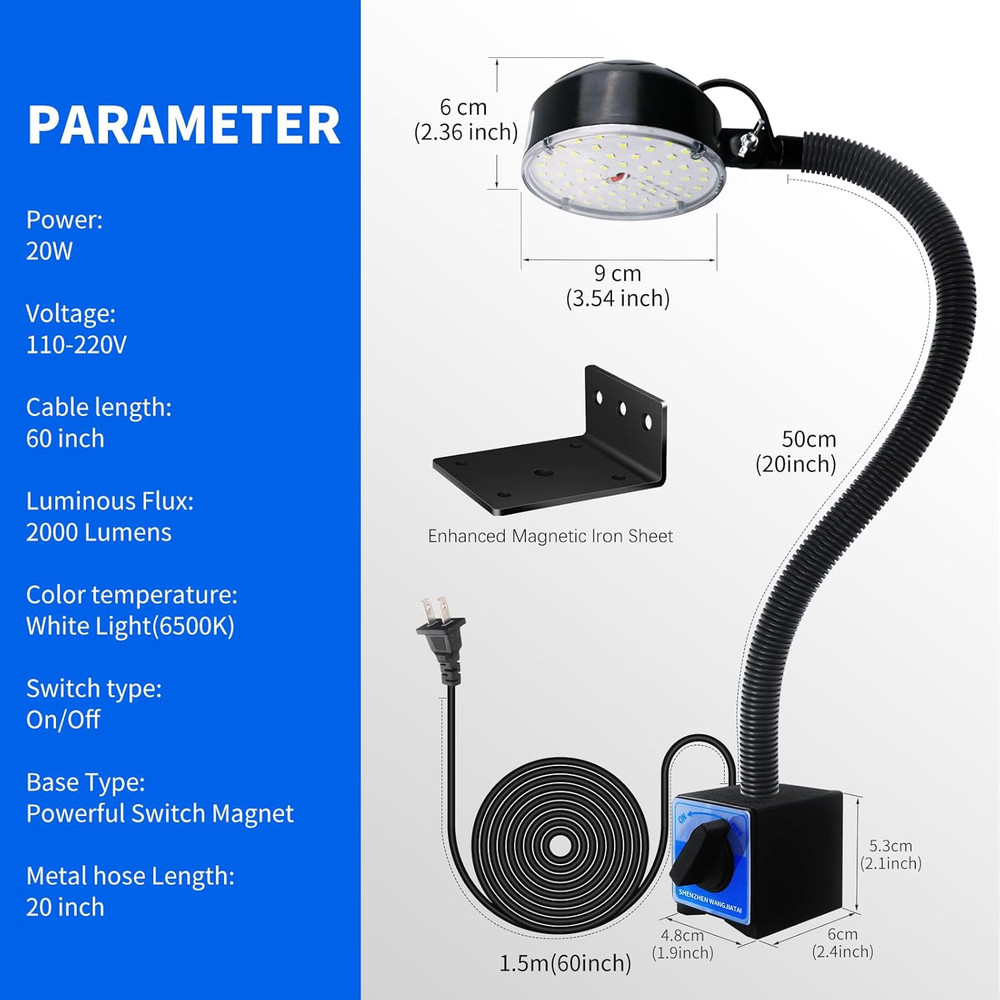 WangJiaTai Magnetic Work Light, LED Machine Light, Work Light with Flexible ...