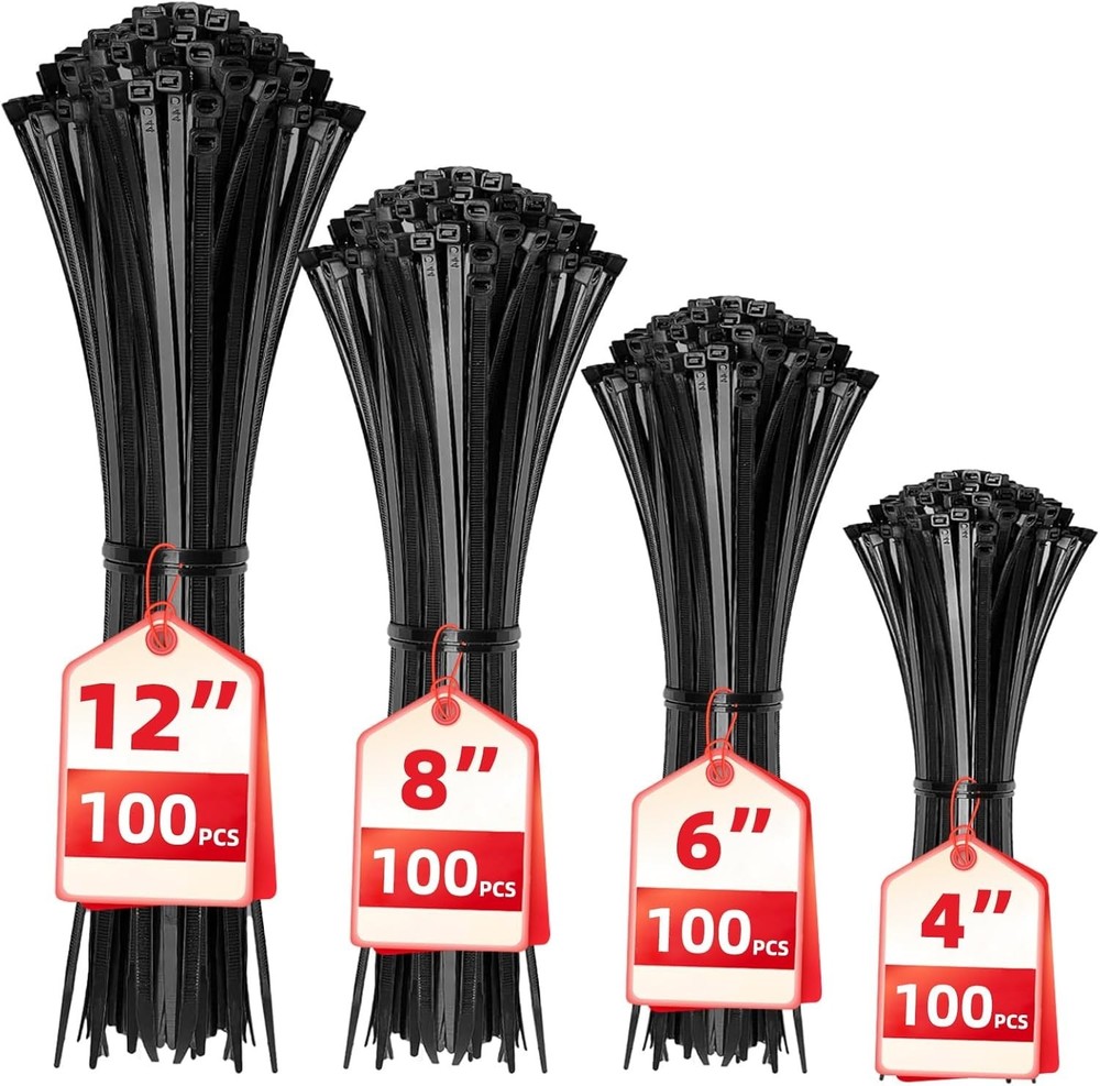 400 Assorted Nylon Cable Ties: Strong & Durable; Perfect for Workshop Projects