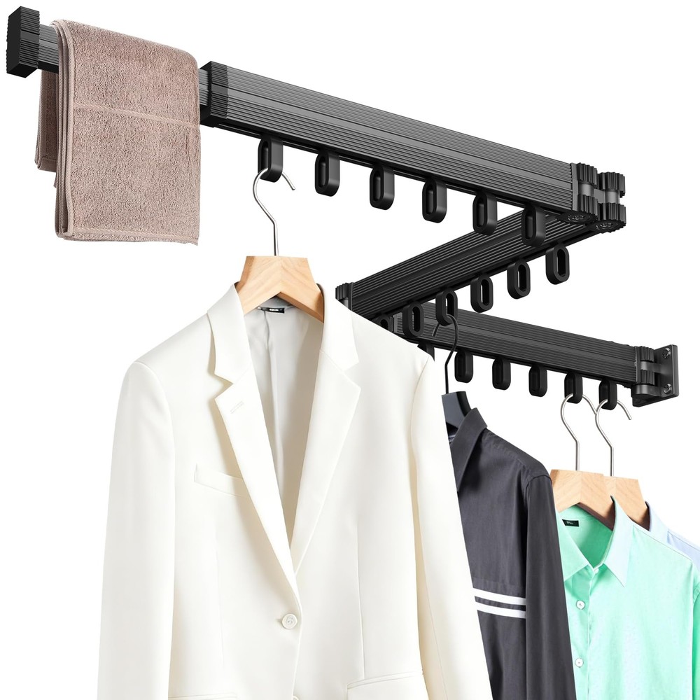 Foldable Wall Mounted Clothes Drying Rack Space Saving Laundry Home Hanger