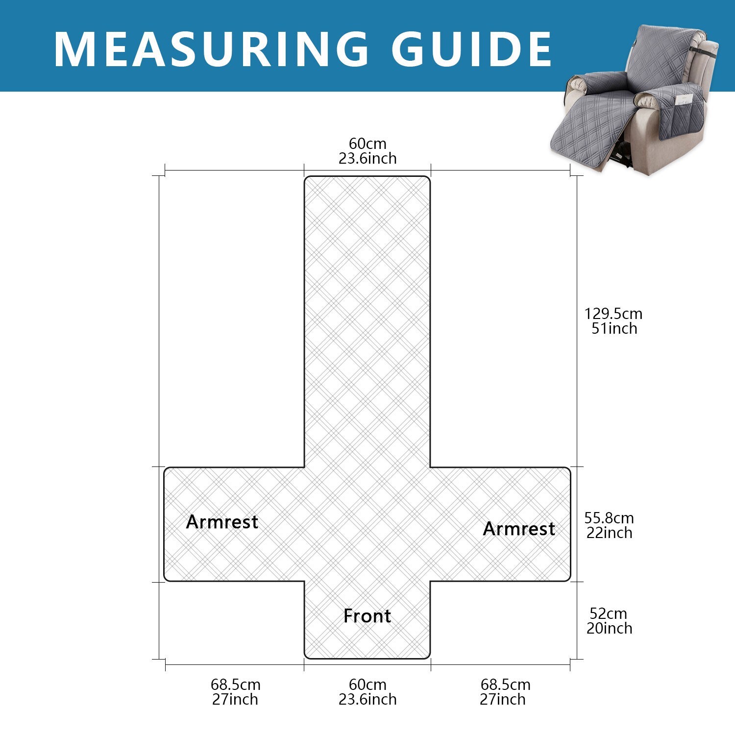 100% waterproof non-slip recliner cover, pockets, furniture protection trim