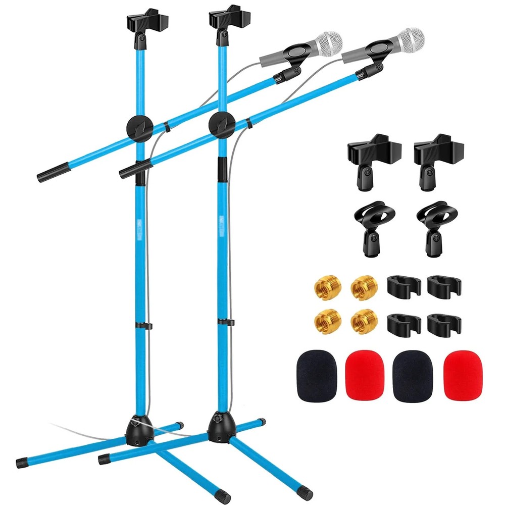 5 Core Microphone Stand Floor Height Adjustable w Extending Telescoping Boom Arm