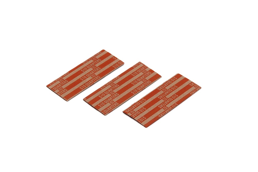 Flat Coin Wrapper, Quarter Rolls $10 Orange (250 pcs)