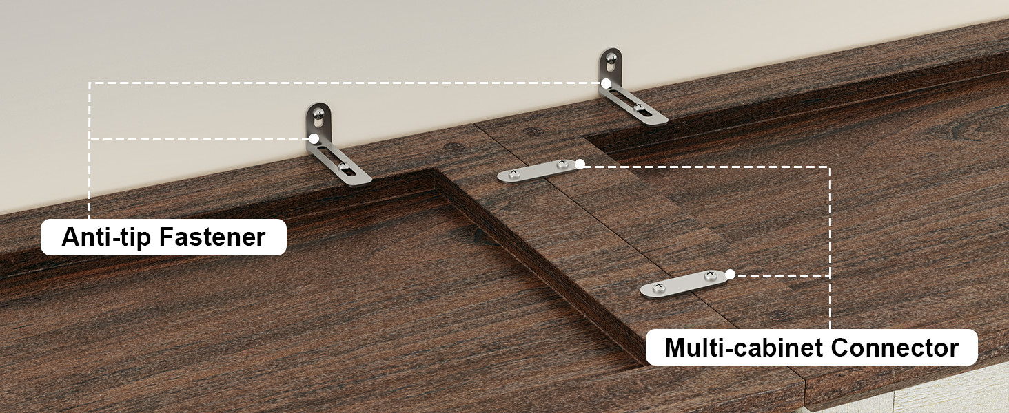 Farmhouse Tall Bookcase with Doors, Rustic White Storage Cabinet with Anti-Tip