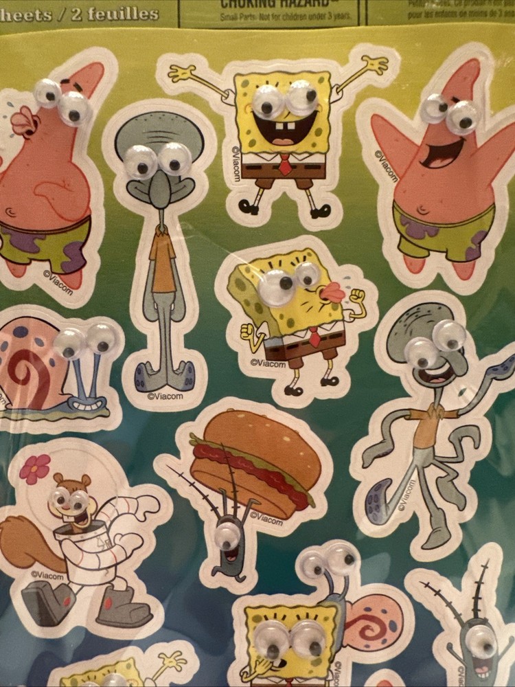 Sponge Bob SquarePants Google Eye Stickers 2 Sheets New