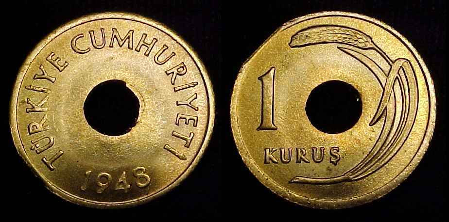 TURKEY 1948 1 Kurus Gem BU