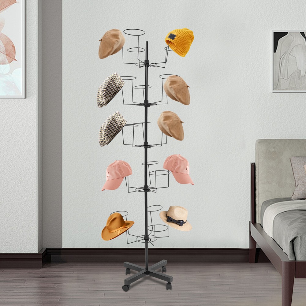 Freestanding Hat Display Stand with 25 Hooks – Durable Iron Storage Solution