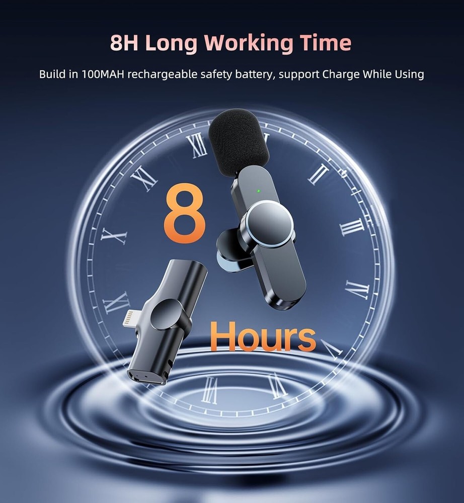 Mini Mic Pro Wireless Microphone for iPhone iPad Android Lavalier Microphone ...