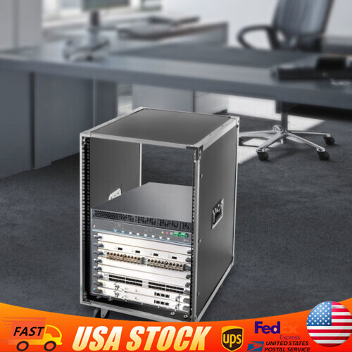 16U Server Rack Open Frame Rolling Network Data Rack 19 inch With Casters 4 Post