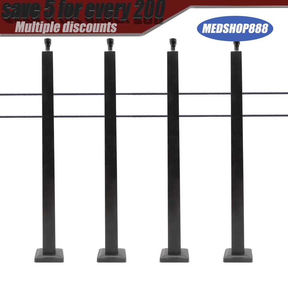 4PCS Cable Railing Posts Corner Post 36"x2"x2" Stainless Steel Pre-drilled Posts