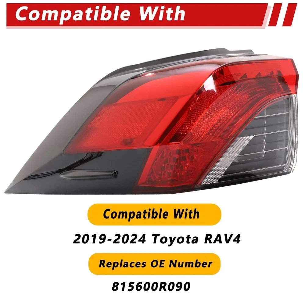 LED Tail Light Assembly Compatible With Toyota RAV4 2019-2024 Left Driver Sid...