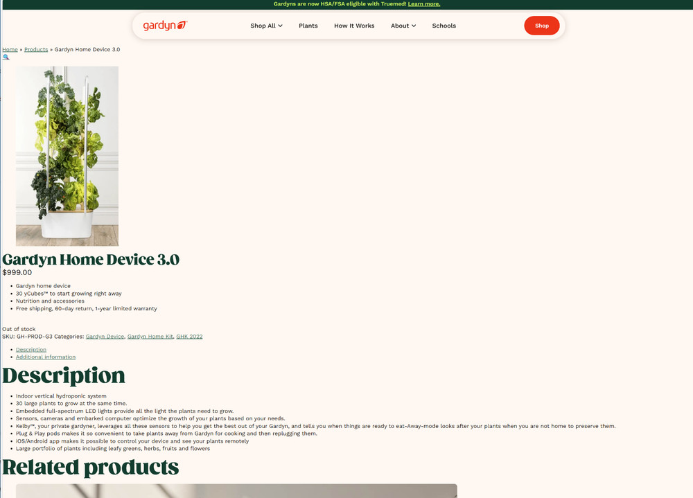 GARDYN 3.0 SMART HYDROPONIC SYSTEM