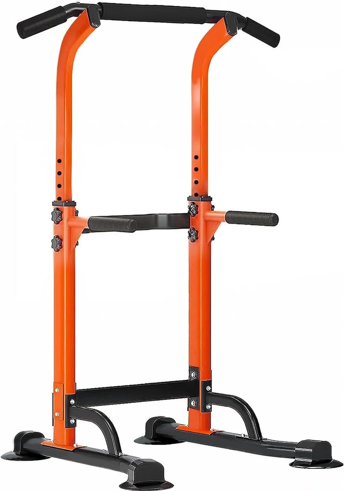 Pull Up Bar Multifunction Power Tower Dip Station Chin Ups Exercises Home Orange