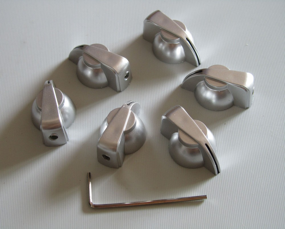 6x Silver Chicken head Knobs 1/4" Guitar Amp Effect Pedal Knobs with Set Screw