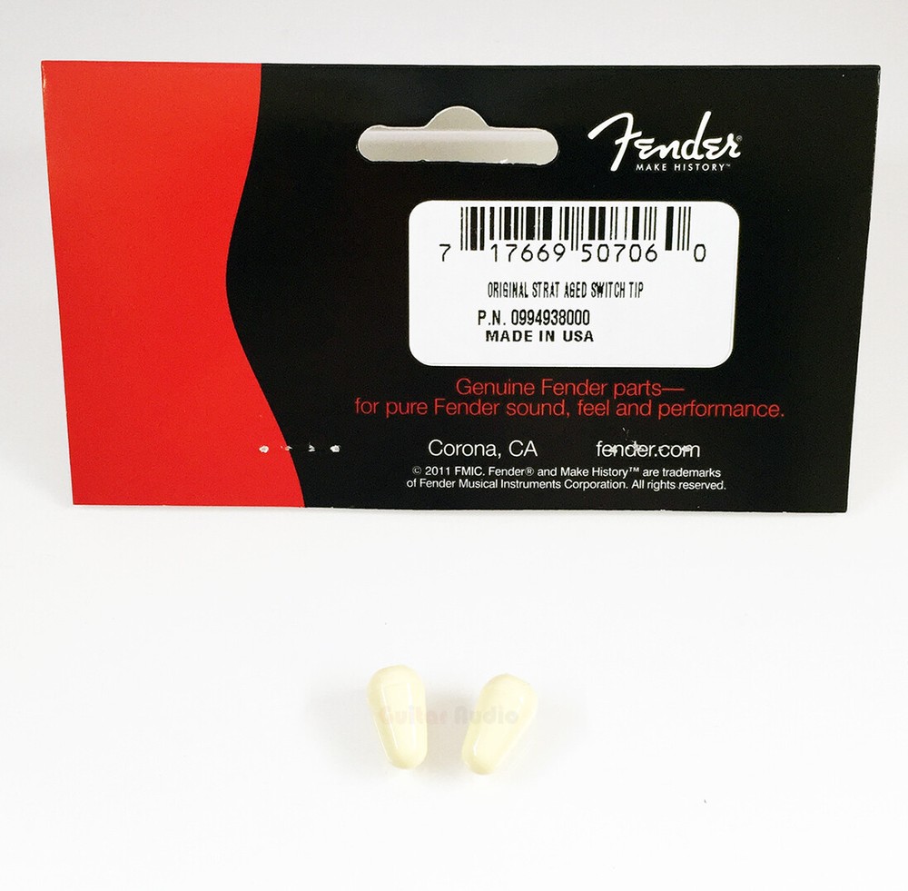 Genuine Fender Aged White Plastic Strat Guitar Pickup Switch Tips Knobs - 2 Pack