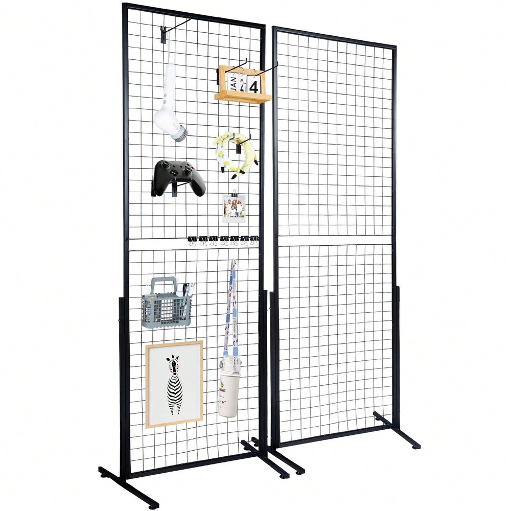 2Pcs 2x5.6ft Grid Wall Panels Tower, 2 Packs Wire Gridwall Display Racks-FGQA