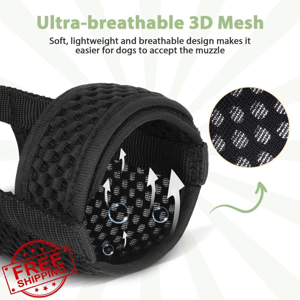 Mayerzon Breathable Dog Muzzle Mesh Adjustable for Biting Chewing Grooming