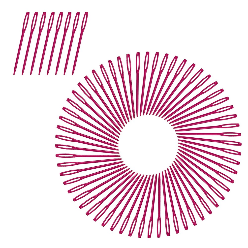 100 Pcs 7CM Plastic Sewing Needles Craft Safety Darning Red