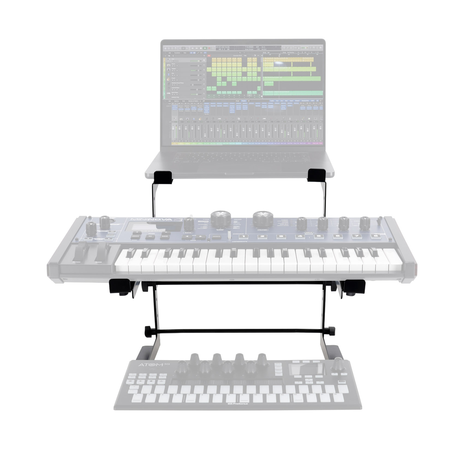 Rockville Rock2d2 Adjustable Dual Shelf DJ Controller Midi Keyboard Laptop Stand