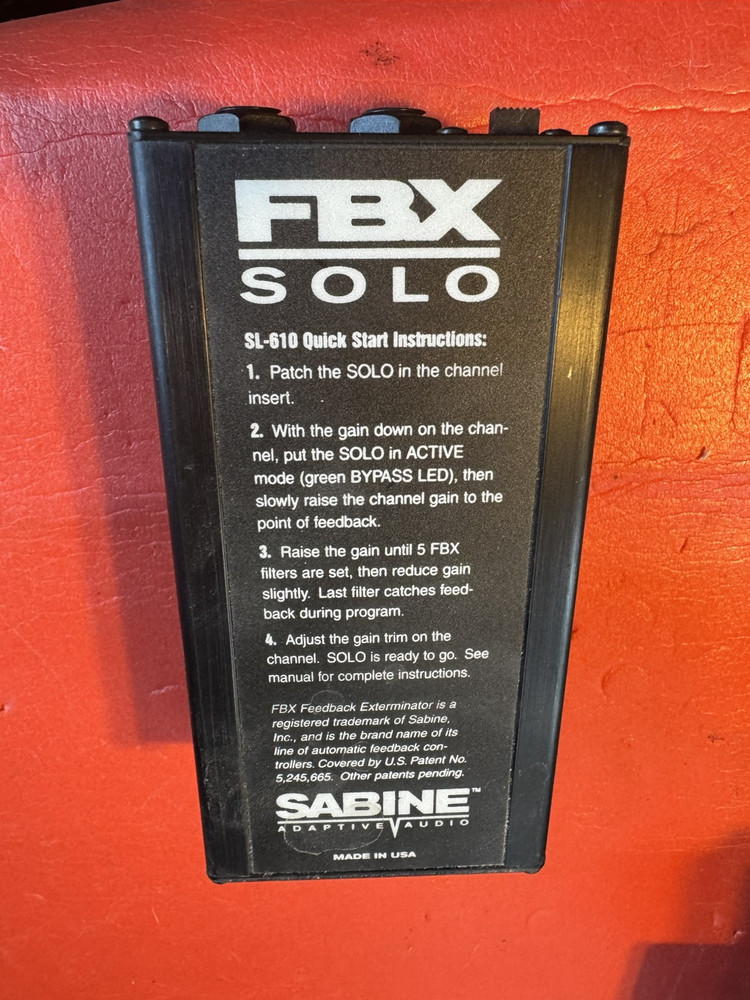 Sabine FBX SOLO SL-610 Microphone Instrument Feedback Controller adaptive audio.