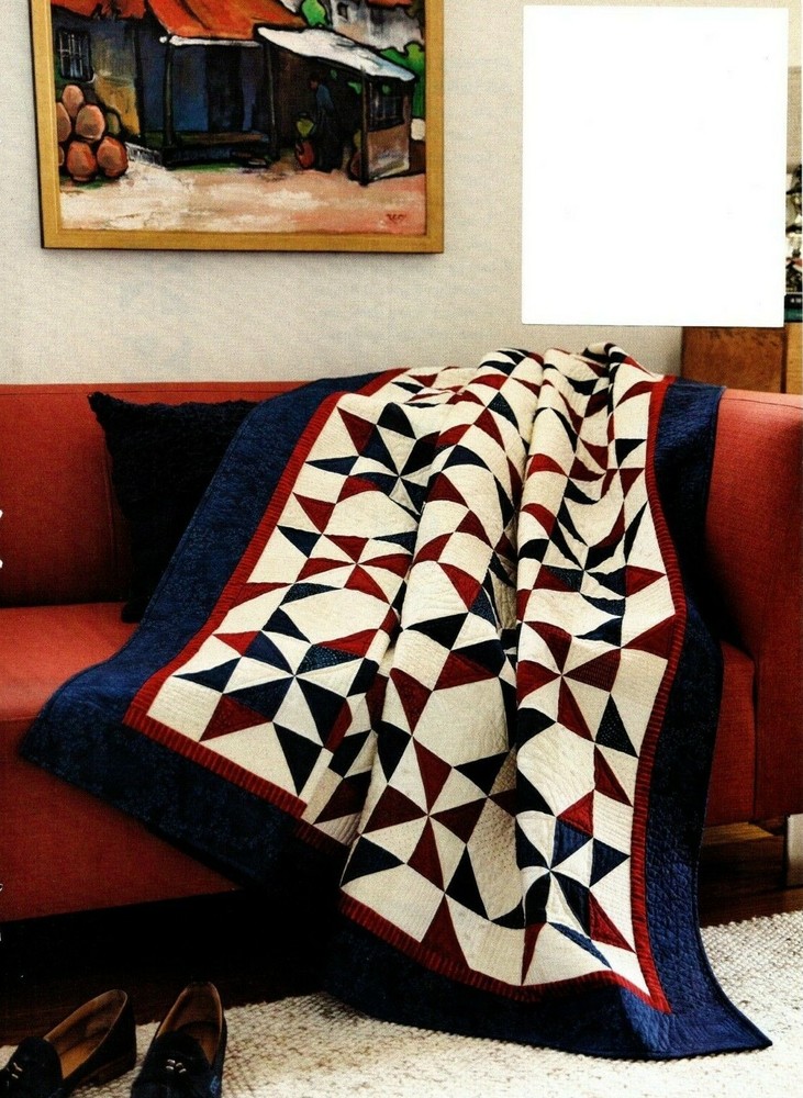 Spinning Stars Quilt Pattern Pieced NM