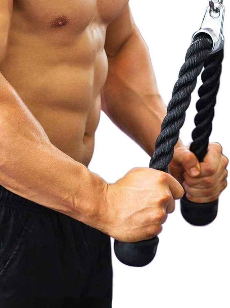 Double Length Tricep Pull Down Rope - 54 Inches Attachment for Cable Machine ...