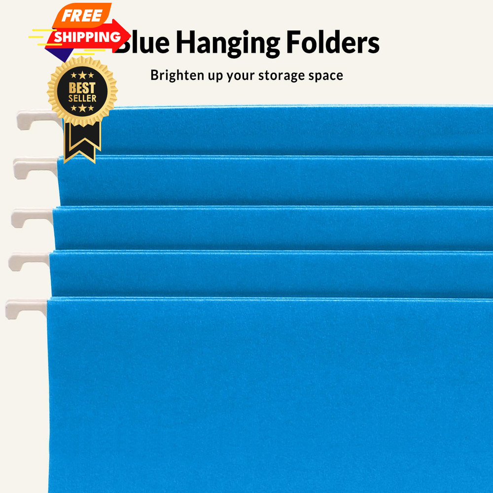 SUNEE 25 Pack Hanging File Folders, Blue Folders