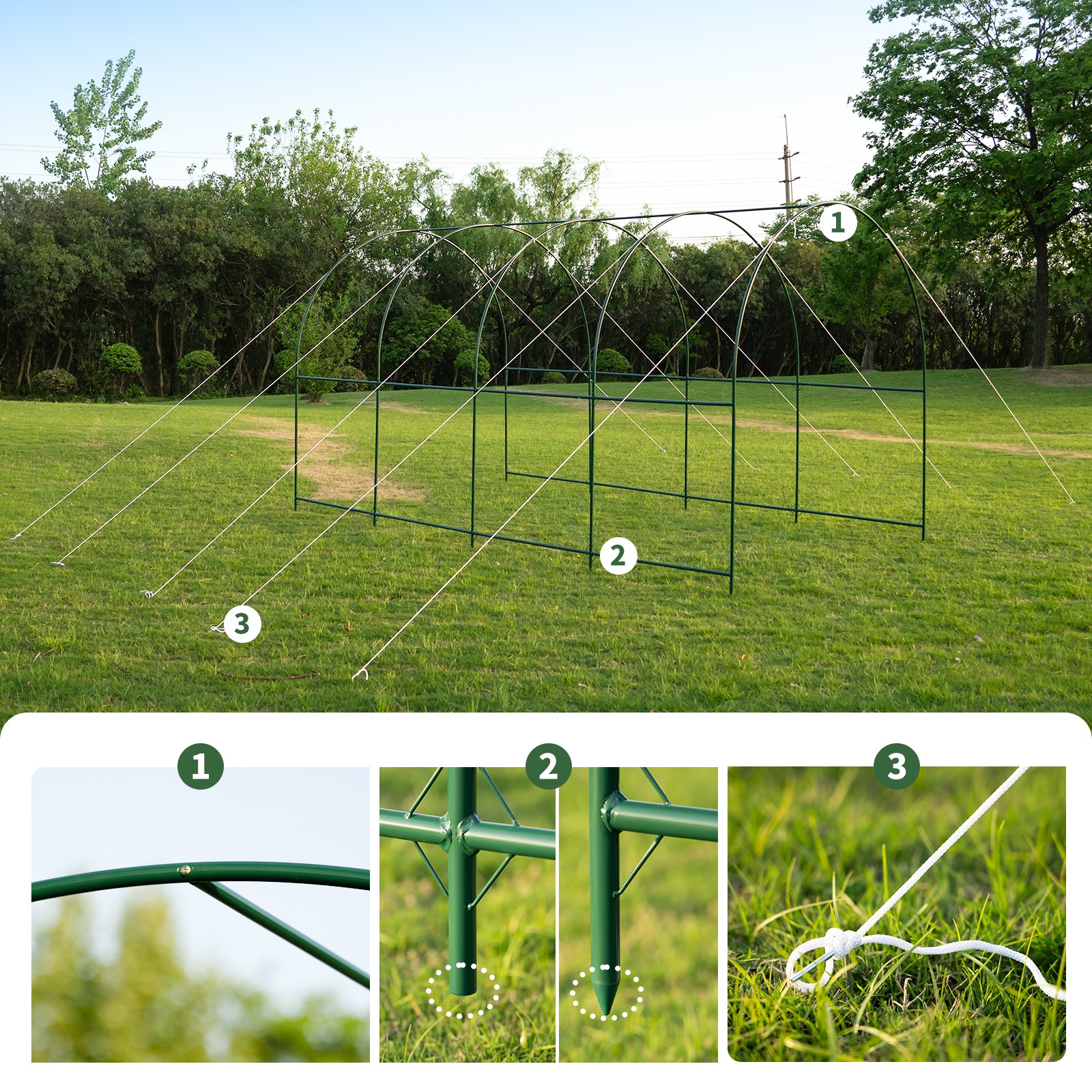 13x7x7.2 ft Steel Garden Arch Rose Arbor Climbing Plant Grape Support Frame Yard