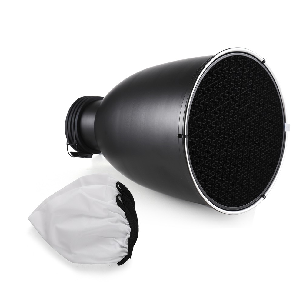 Tele-Zoom Reflector Diffuser Lamp Shade Dish W/ 60° Honeycomb Grid Diffuser Sock