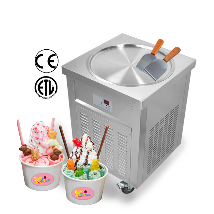 Kolice Commercia Single Pan Fried Ice Cream Machine Rolled Ice Cream Machine