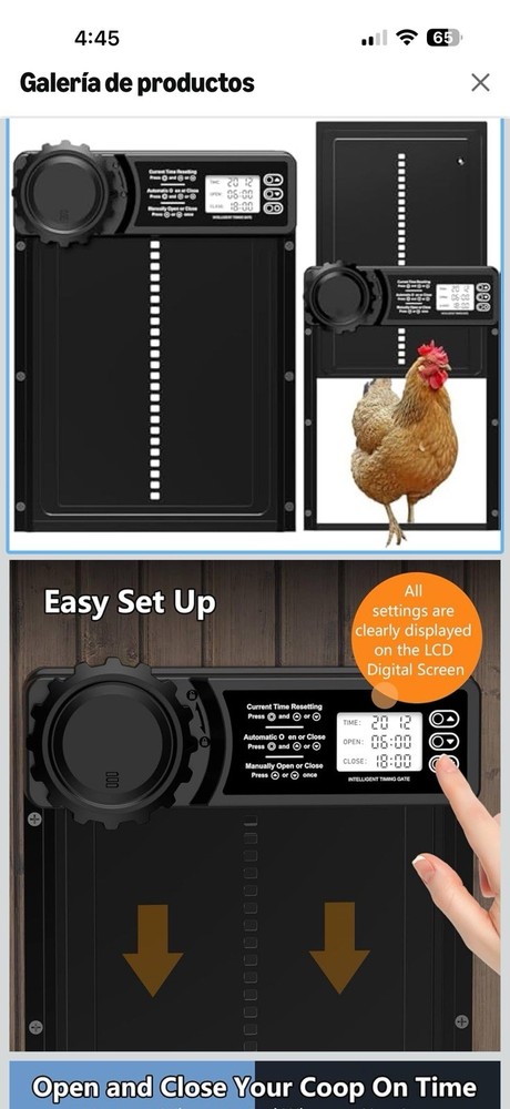 Automatic Chicken Coop Door LCD Screen Timer Easy Set Up Timed Opening Closing