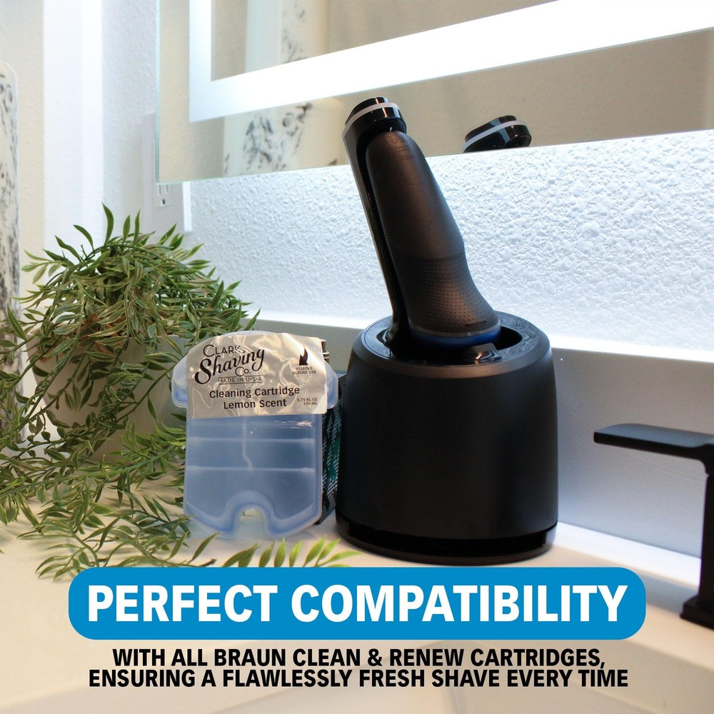 Clark Shaving Co. 32oz Shaver Cleaning Solution & Easy Refill. Silver
